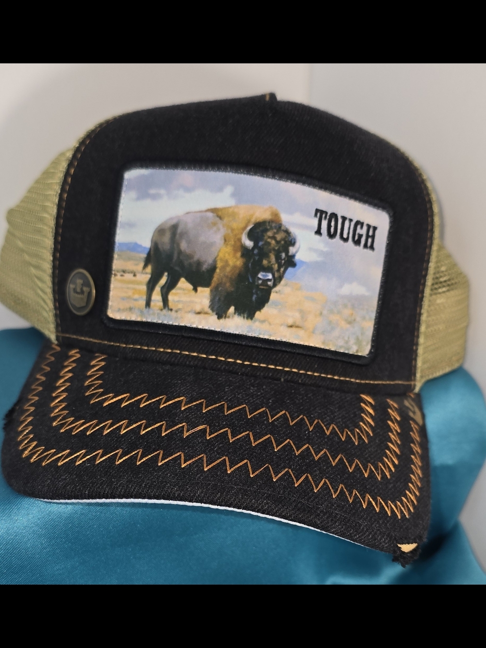 Tough Bison Mesh Trucker Hat - Black and Olive